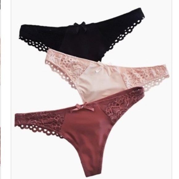 Lace Crochet Silky Thong Panty Set Neutral - Picture 3 of 10